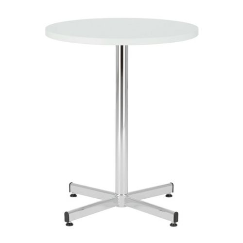 Bistro Table 800 Diameter, Melamine White Top, Chrome 1100H Leg