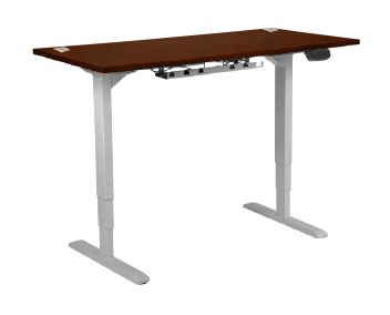 Electric Height Adjustable Desk Frame In Silver, With 25mm Desktop 1200W X 800D In Walnut