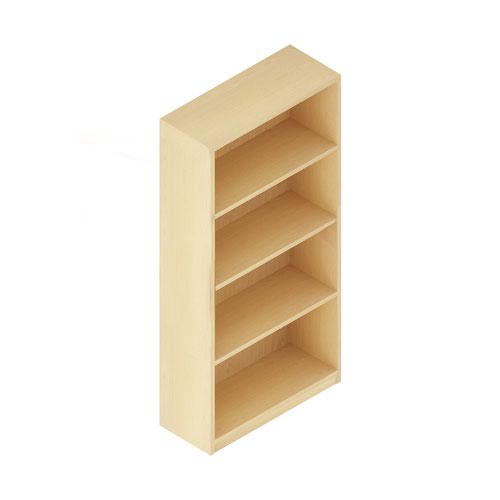 Open Bookcase With 3 Adjustable Shelves, 1567H X 802W X 397D, 25mm Top & Bottom, 18mm Back Board, Beech