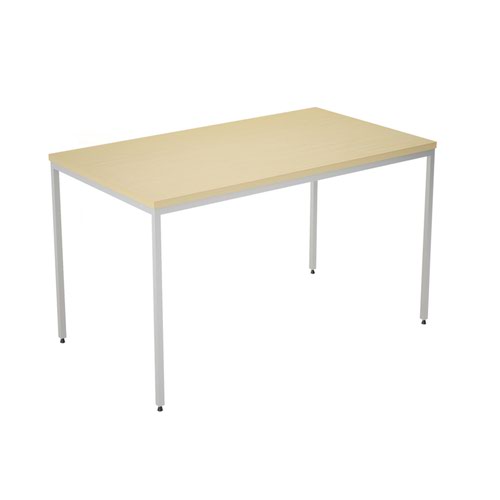 Rectangular Fully Welded Table, 1200W X 800D X 727H, 25mm Top In Beech, Silver Coated Metal Legs
