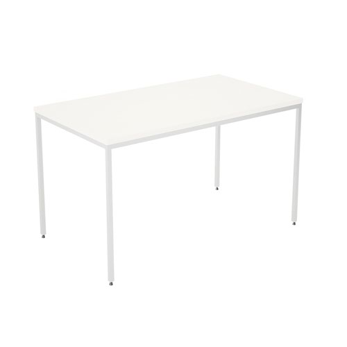 Rectangular Fully Welded Table, 1200W X 800D X 727H, 25mm Top In White, Silver Coated Metal Legs
