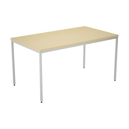 Rectangular Fully Welded Table, 1600W X 800D X 727H, 25mm Top In Beech, Silver Coated Metal Legs