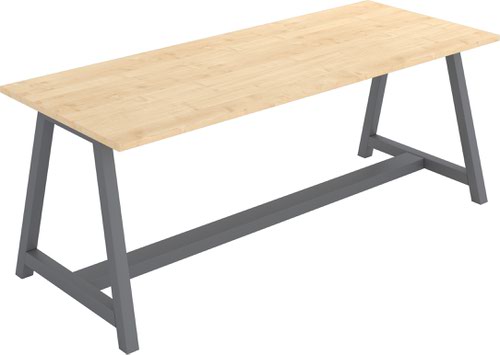 Gianni A Frame Desk Height Table, 1600W X 800D X 740H, 25mm White Wood, White Frame