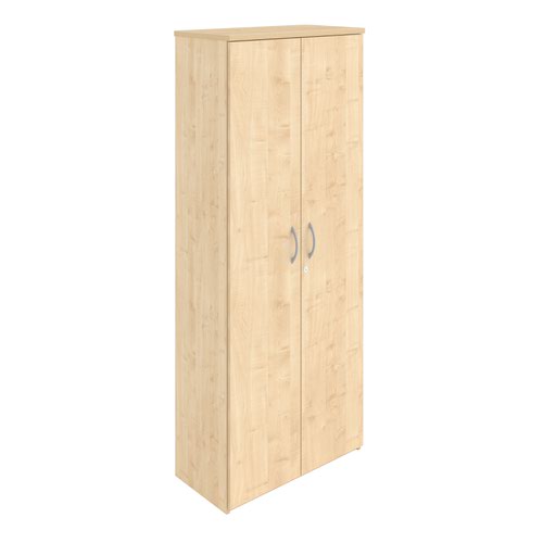 Double Door Cupboard, 4 Shelves, 800W X 410D X 2000H, 25mm Modern Oak Wood