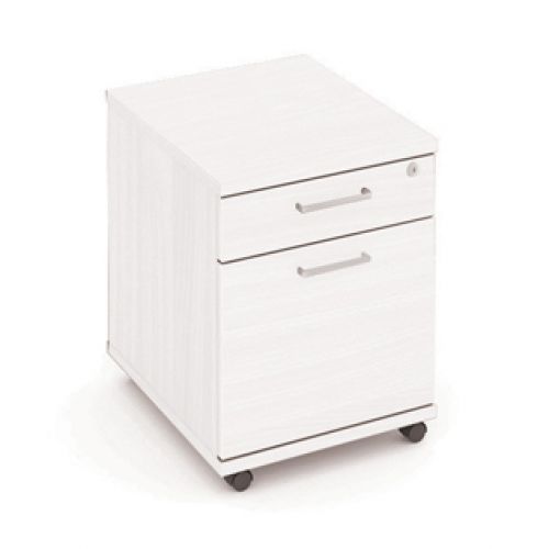 Mix 2 Drawer Mobile Pedestal White