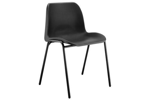 4 Legged Black Frame Stacking Chair, Black Polypropylene Shell