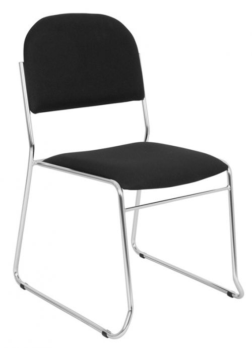 Conference Chair With Chrome Skid Base Frame, Havana YS009 Black Fabric
