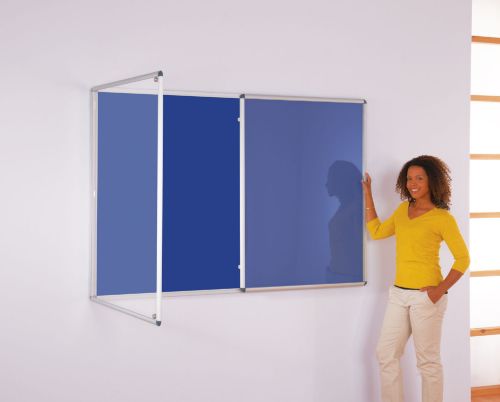 Metroplan Tamperproof Lockable Felt Noticeboard - 1200 x 1800mm (HxW) - Blue - Double Door