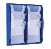 Panorama Wall Mounted Leaflet Dispenser - 6 x A4 - Blue