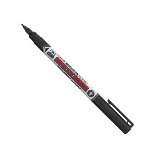 Uni Super Ink Permanent Marker Bullet Tip 0.9mm Line Black (Pack 12)