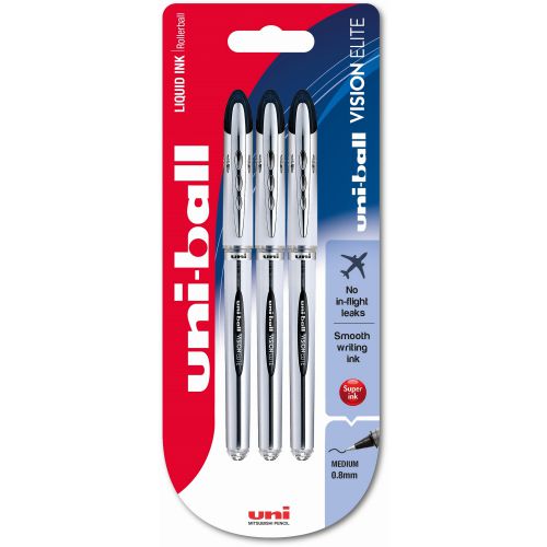 Uni-Ball Vision Elite UB 200 Rollerball Pen Black PK3