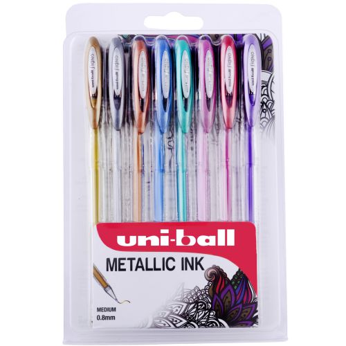 Uni-Ball Signo UM 120NM Metallic Gel Ink Pen Assorted PK8