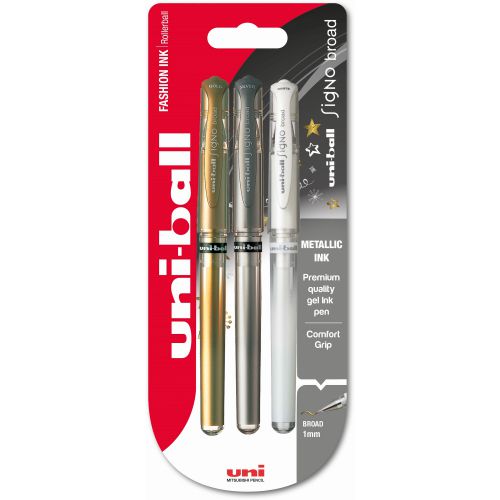 uni-ball Signo Broad UM-153 Pen Metallic Assorted PK3