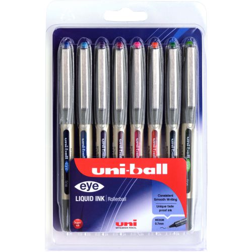 Uni-Ball Eye UB 157 Fine Rollerball Pen Assorted PK8