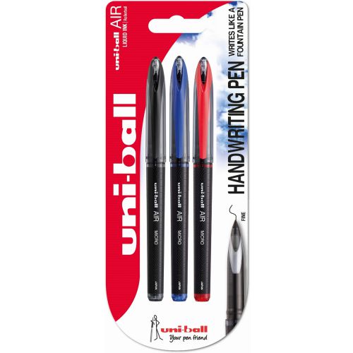 Uni-Ball 188 Micro Air Rollerball Pen Blister Assorted PK3