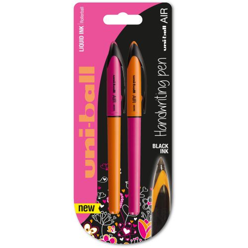 Uni-Ball Air Micro Blister Orange/Pink barrel Black ink PK2