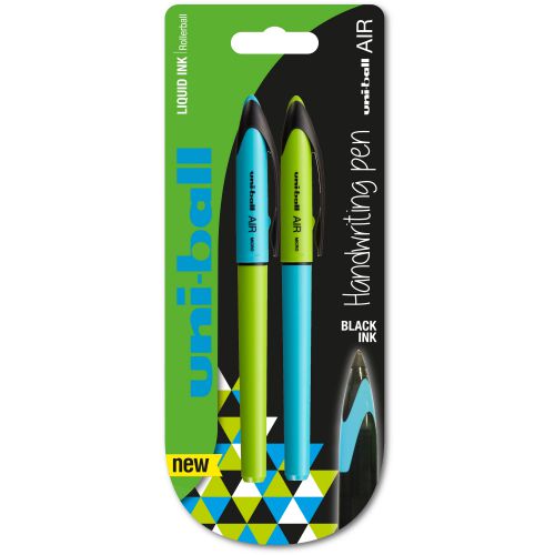 Uni-Ball Air Micro Blister blue/green barrel Black ink PK2