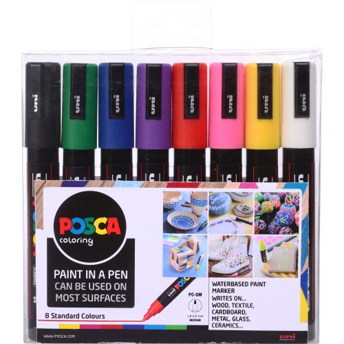 27313UB - Posca PC-5M Paint Marker Assorted Colours (Pack 8) - 153544843