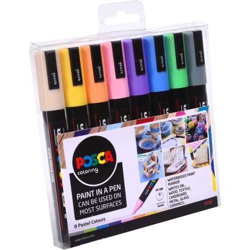 Posca PC-5M Paint Marker Assorted Pale Colours (Pack 8) - 153544854 Mitsubishi Pencil Company