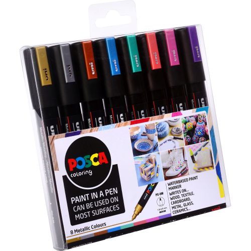 Posca PC-5M Paint Marker Assorted Metallic Colours (Pack 8) - 153544855 Waterbased Markers 27327UB