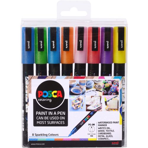 Posca PC-3M Paint Marker Assorted Sparkling Colours (Pack 8) - 153544857 Mitsubishi Pencil Company