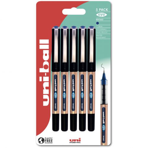 Uni-Ball Eye Broad UB-150-10 Blue Plastic Free Packaging PK5