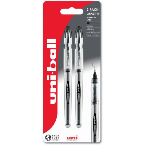 Uni-Ball Vision Elite UB-200 BK Plastic Free Packaging PK2