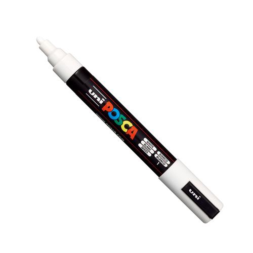 Posca PC-5M Paint Marker Water Based Medium Line Width 1.8 mm - 2.5 mm White (Single Pen) - 286518000