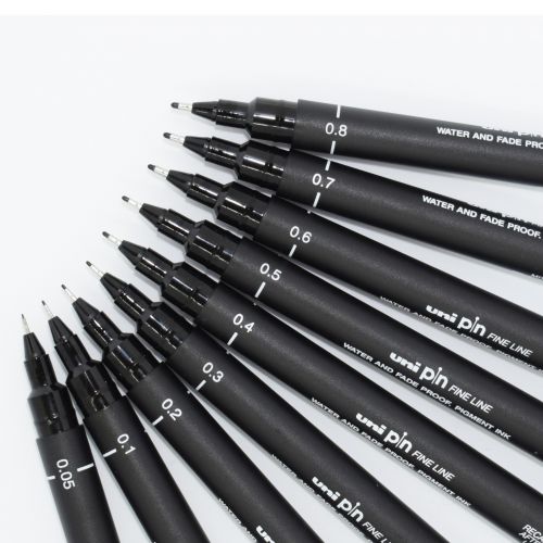 Uni-Ball PIN005-200 S Fineliner Pen 0.05mm Black (Pack of 12) 798801000