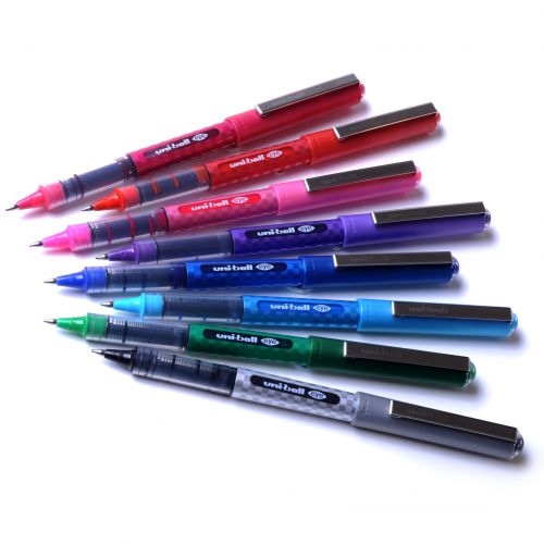 MI00368 | The Uni-Ball Eye Rollerball Pen features a fine 0.7mm nib for a 0.5mm line width, which is ideal for detailed work. The pen contains liquid Super Ink, which is fade resistant, water resistant and tamper proof. The unique system provides a continuous flow of ink down to the last drop for smooth, consistent writing. This pack contains 8 pens in assorted colours.