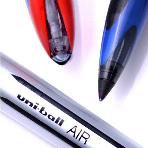 The Uni-Ball Air Rollerball Pen has a unique, sleek tip, for smooth, legible writing at a variety of angles. The rounded tip varies the amount of ink released based on pressure and angle, for bold or fine lines. The vibrant ink is lightfast and waterproof for long lasting use. The medium 0.7mm tip produces a 0.52 - 0.86 line width. This pack contains 12 black pens.