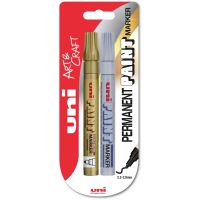 Uni Paint PX 20 Paint Marker Bullet Tip Gold/Silver PK2