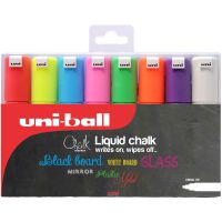 Uni Chalk Marker Broad Chisel Tip PWE-8K Line Width 8mm Wallet Assorted Ref 153494343 [Pack 8]
