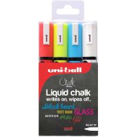 Uni Chalk Marker Medium Bullet Tip PWE-5M Line Width 1.8-2.5mm Wallet Assorted Ref 153528181 [Pack 4]
