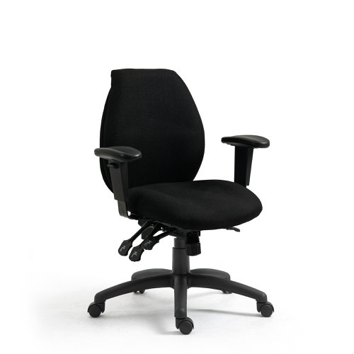 Nautilus Designs Severn Ergonomic Medium Back Multi-Functional Synchronous Operator Office Chair With Adjustable Arms Black - DPA1435MBSY/ABK  41439NA