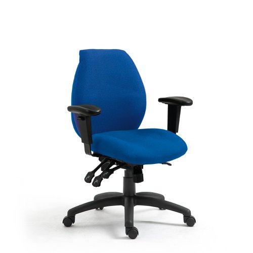 Severn Ergonomic Medium Back Multi-Functional Synchronous Operator Chair with Adjustable Arms - Blue