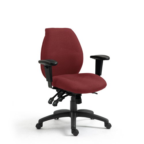 41453NA - Nautilus Designs Severn Ergonomic Medium Back Multi-Functional Synchronous Operator Office Chair With Adjustable Arms Wine - DPA1435MBSY/AWN
