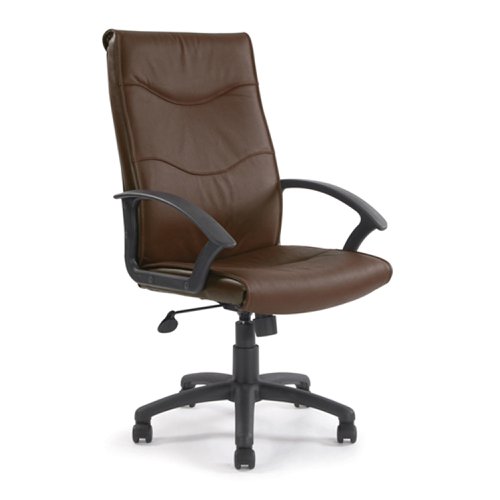 Swithland High Back Leather Faced Executive Armchair with Detailed Stitching - Brown