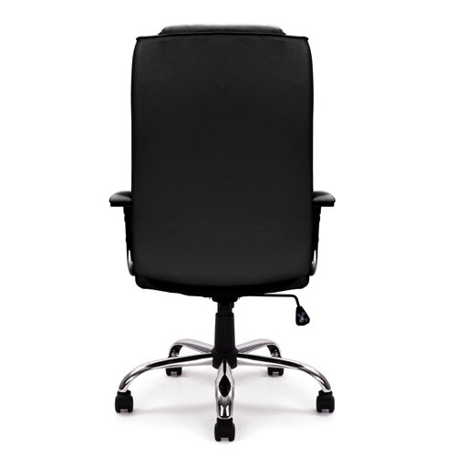 Nautilus Designs Westminster High Back Leather Faced Executive Office Chair With Integral Headrest and Fixed Arms Black - DPA2008ATG/LBK