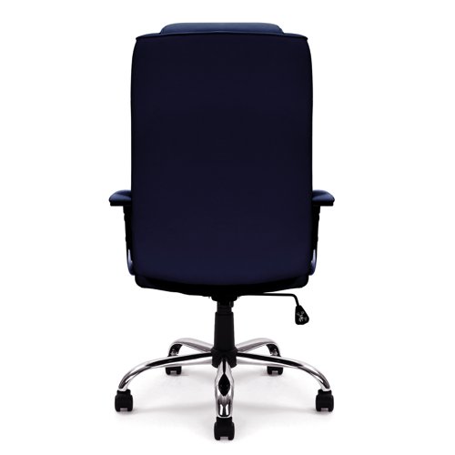 Nautilus Designs Westminster High Back Leather Faced Executive Office Chair With Integral Headrest and Fixed Arms Blue - DPA2008ATG/LBL