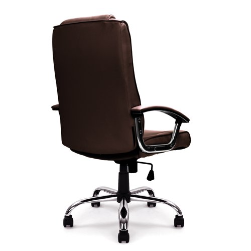 Nautilus Designs Westminster High Back Leather Faced Executive Office Chair With Integral Headrest and Fixed Arms Brown - DPA2008ATG/LBW