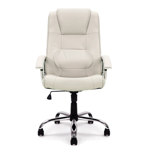 Nautilus Designs Westminster High Back Leather Faced Executive Office Chair With Integral Headrest and Fixed Arms Cream - DPA2008ATG/LCM