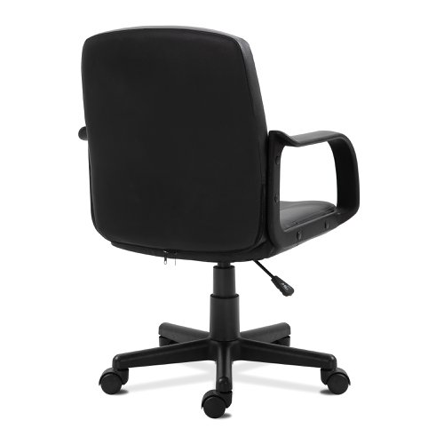 Nautilus Designs Delph Medium Back Leather Faced Executive Office Chair With Decorative Detail and Fixed Arms Black - DPA2014MB/LBK