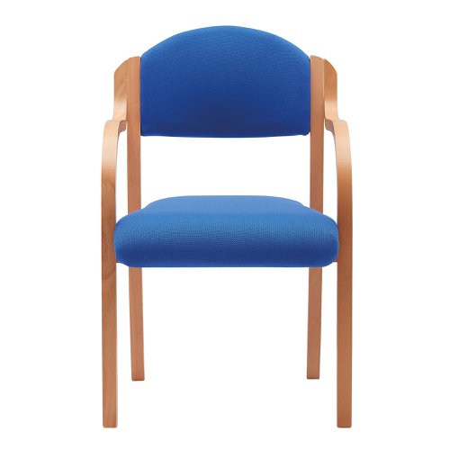 41789NA - Nautilus Designs Tahara Stackable Conference/Visitor Chair With Arms Blue Fabric Padded Seat & Backrest and Beech Frame - DPA2050/A/BE/BL