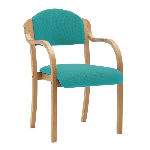 Nautilus Designs Tahara Stackable Conference/Visitor Chair With Arms Aqua Fabric Padded Seat & Backrest and Beech Frame - DPA2050/A/BE/AQ 41803NA Buy online at Office 5Star or contact us Tel 01594 810081 for assistance