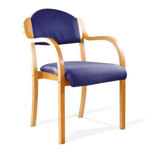 Tahara Beech Framed Stackable Side Armchair with Upholstered and Padded Seat and Backrest - Blue