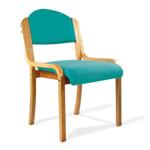 Nautilus Designs Tahara Stackable Conference/Visitor Chair Without Arms Aqua Fabric Padded Seat & Backrest and Beech Frame - DPA2070/BE/AQ Nautilus Designs