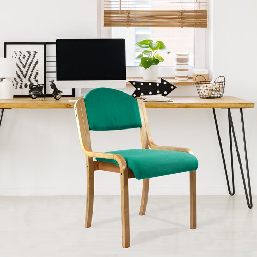 Nautilus Designs Tahara Stackable Conference/Visitor Chair Without Arms Aqua Fabric Padded Seat & Backrest and Beech Frame - DPA2070/BE/AQ 41831NA Buy online at Office 5Star or contact us Tel 01594 810081 for assistance