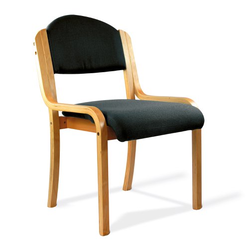 Beech Framed Stackable Side Chair with Upholstered and Padded Seat and Backrest - Black