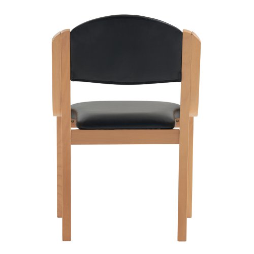 Nautilus Designs Tahara Stackable Conference/Visitor Chair Without Arms Black Vinyl Padded Seat & Backrest and Beech Frame - DPA2070/BE/BKV